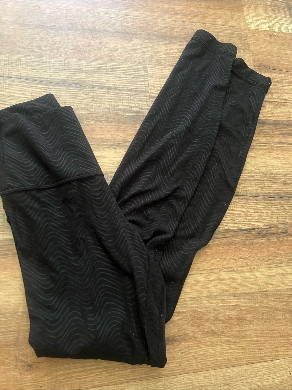 Lululemon Athletica Black Wave-Print Leggings